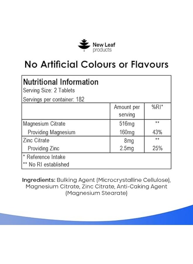 New Leaf Magnesium & Zinc – Supports Muscle Function, Immunity & Energy Metabolism – 365 Tablets – Made in UK - Image 5